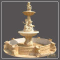 Hand Carved Beige Cherub outdoor Marble Fountain Statue